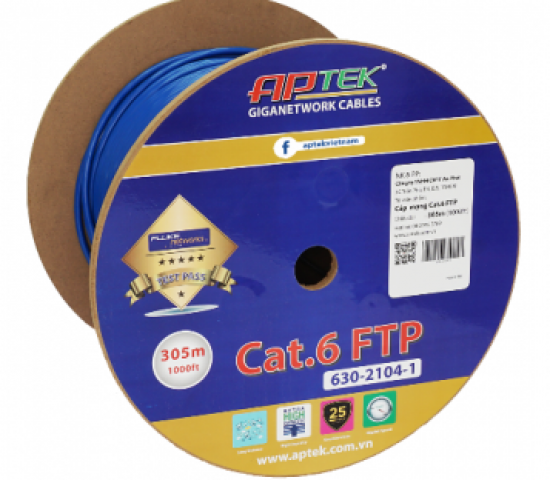 Cáp mạng Cat.6 FTP, bọc nhôm chống nhiễu.