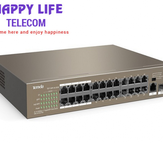 Switch PoE Tenda TEF1126P Chính hãng (với 24 port PoE, 1 port Gigabit 1.0Gbps và 1 port 1G FSP)