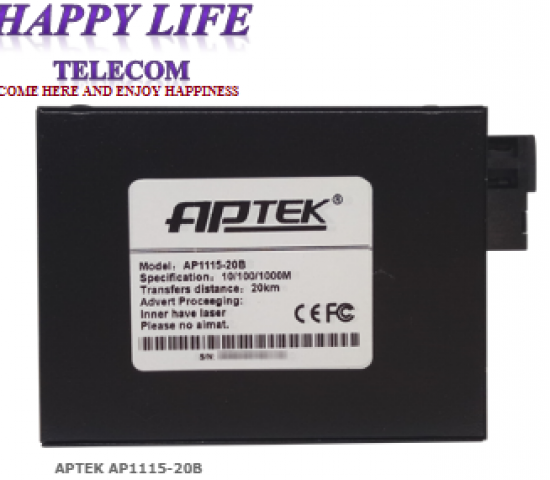 Media Converter Gigabit (B) APTEK AP1115-20B 1 sợi 20km