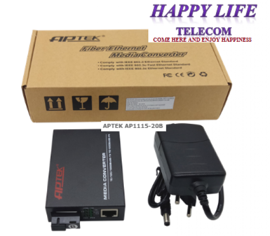 Media Converter Gigabit (B) APTEK AP1115-20B 1 sợi 20km